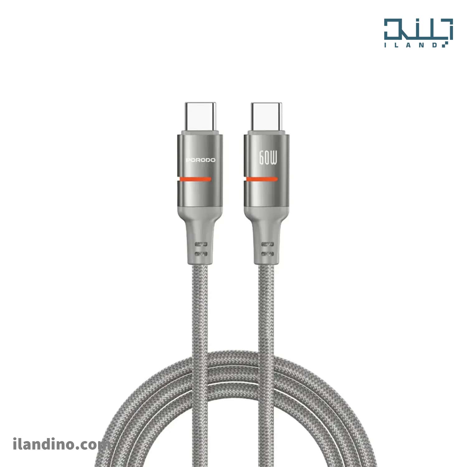 کابل تایپ سی به تایپ سی پرودو Porodo USB-C to USB-C LED Light Cable PD ...